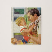 ヴィンテージの父の日，郊外の幸福な家族 ジグソーパズル (縦)