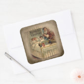 ヴィンテージの父クリスマスと眠る子供 スクエアシール (封筒)