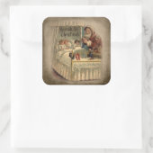 ヴィンテージの父クリスマスと眠る子供 スクエアシール (バッグ)