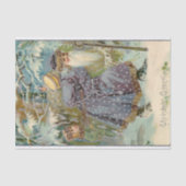 ヴィンテージの父クリスマスの雪の森 薄葉紙 (正面)