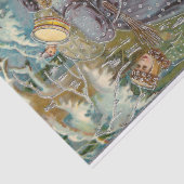 ヴィンテージの父クリスマスの雪の森 薄葉紙 (詳細)