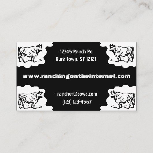 ヴィンテージの牛牧場主の肉用牛 名刺 (裏面)