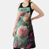 ヴィンテージの牡丹ピンクとブルゴーニュカスタムー エプロン (インサイチュ)