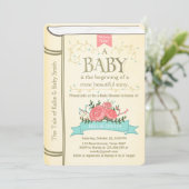 ヴィンテージの物語の本のベビーシャワーの招待の黄色 招待状 (スタンド正面)