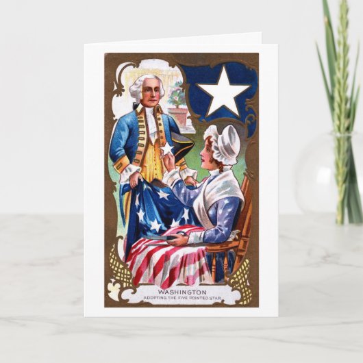 ヴィンテージの独立記念日ワシントン州及び旗 カード (正面)