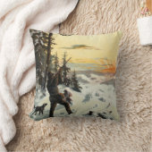 ヴィンテージの猟犬銃の冬の芸術の装飾の枕 クッション (ブランケット)