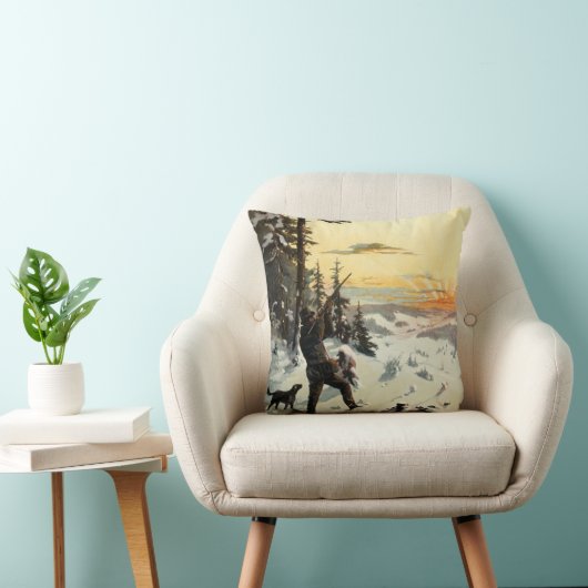 ヴィンテージの猟犬銃の冬の芸術の装飾の枕 クッション (椅子)