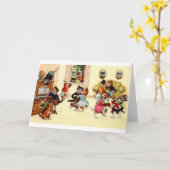 ヴィンテージの猫および子ネコのパーティーのお祝いのメッセージカード カード (黄色い花)