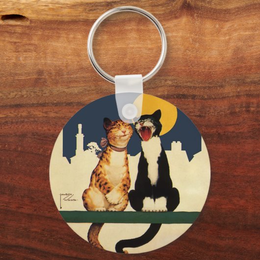 ヴィンテージの猫が歌おもしろいう間抜けと動物 キーホルダー (正面)