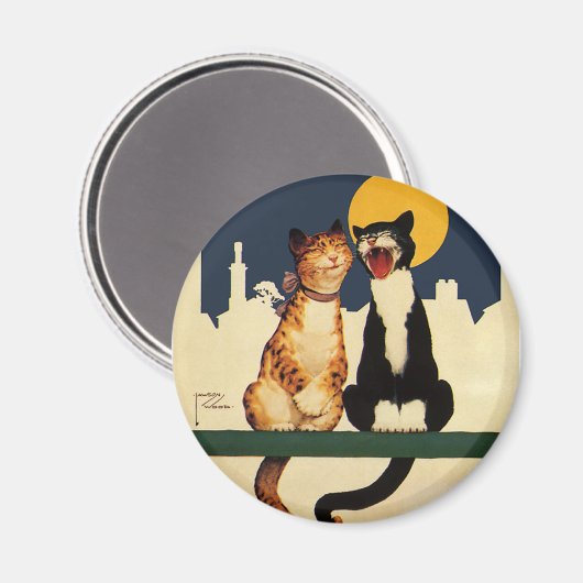 ヴィンテージの猫が歌おもしろいう間抜けと動物 マグネット (正面/裏面)