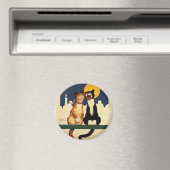 ヴィンテージの猫が歌おもしろいう間抜けと動物 マグネット (インサイチュ (食洗機))