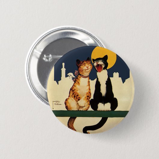 ヴィンテージの猫が歌おもしろいう間抜けと動物 缶バッジ (正面&裏面)
