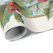 ヴィンテージの猫と鳥のクリスマス ラッピングペーパー (ロールコーナー)