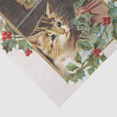 ヴィンテージの猫と鳥のクリスマス 薄葉紙 (詳細)