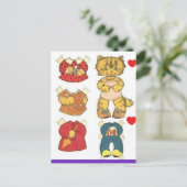 ヴィンテージの猫のペーパードール 誕生日ポストカード ポストカード (スタンド正面)