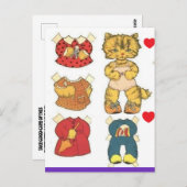 ヴィンテージの猫のペーパードール 誕生日ポストカード ポストカード (正面/裏面)