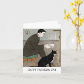 ヴィンテージの猫好きな男性、父の日おめでとう カード (黄色い花)