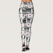 ヴィンテージの王冠のハートのストライプなパターン レギンス (裏面)