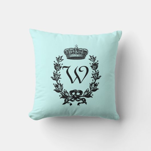 ヴィンテージの王冠のモノグラム クッション (正面)