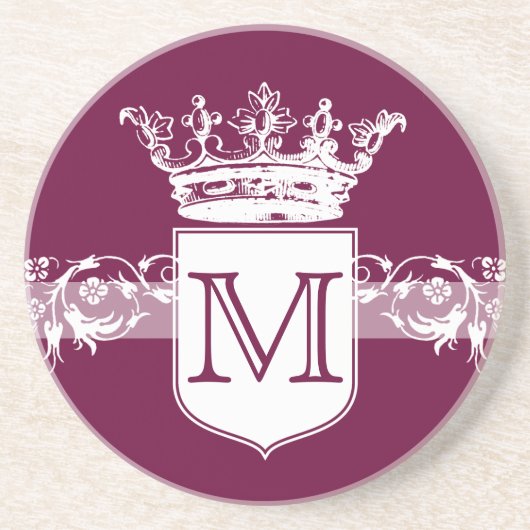 ヴィンテージの王冠のモノグラム コースター (正面)