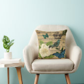 ヴィンテージの王冠の鳥音楽は植物のフランス語に注意します クッション (椅子)