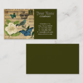 ヴィンテージの王冠の鳥音楽は植物のフランス語に注意します 名刺 (正面/裏面)