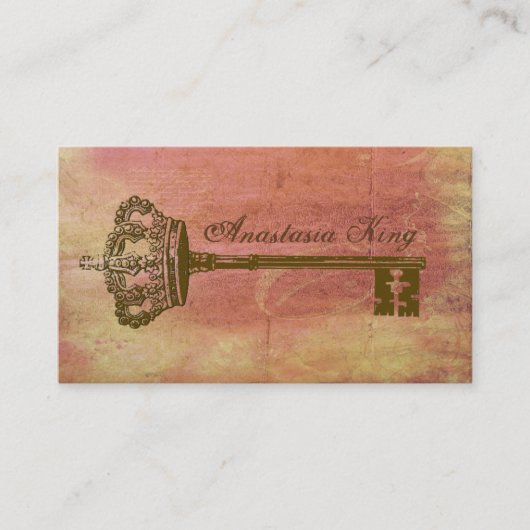 ヴィンテージの王冠及び主エレガントな名刺PinkII 名刺 (正面)