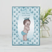 ヴィンテージの王子Boyおよび青いバラのベビーシャワー 招待状 (スタンド正面)