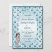 ヴィンテージの王子Boyおよび青いバラのベビーシャワー 招待状 (裏面)