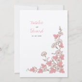 ヴィンテージの珊瑚の鳥及び花の結婚式招待状 招待状 (裏面)