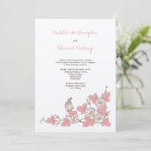 ヴィンテージの珊瑚の鳥及び花の結婚式招待状 招待状 (スタンド正面)