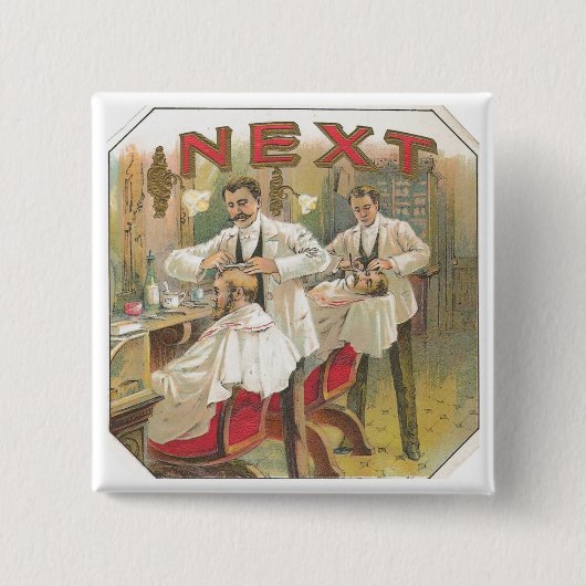 ヴィンテージの理容師 缶バッジ (正面)