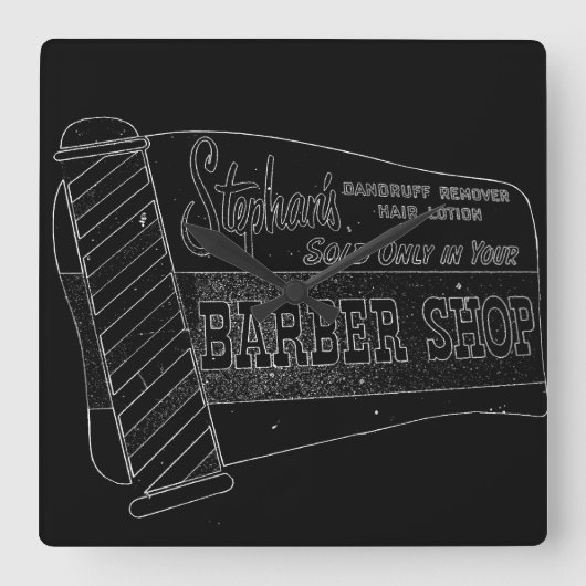 ヴィンテージの理髪店の印|の理容師のポーランド人の柱時計 スクエア壁時計 (正面)