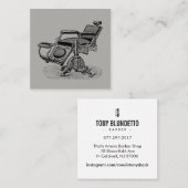 ヴィンテージの理髪店の椅子/灰色のマット スクエア名刺 (正面/裏面)