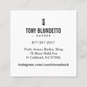 ヴィンテージの理髪店の椅子/灰色のマット スクエア名刺 (裏面)