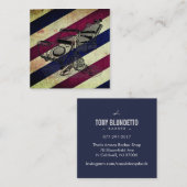 ヴィンテージの理髪店の椅子/理容師のストライプなマット スクエア名刺 (正面/裏面)