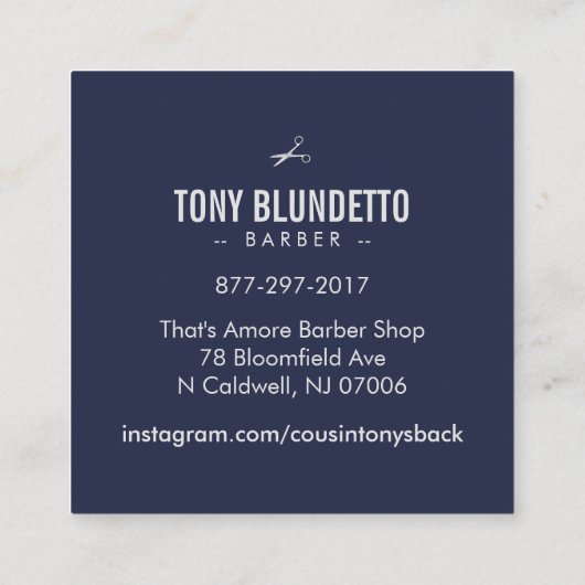 ヴィンテージの理髪店の椅子/理容師のストライプなマット スクエア名刺 (裏面)