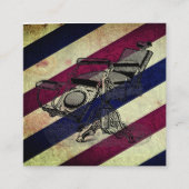 ヴィンテージの理髪店の椅子/理容師のストライプなマット スクエア名刺 (正面)