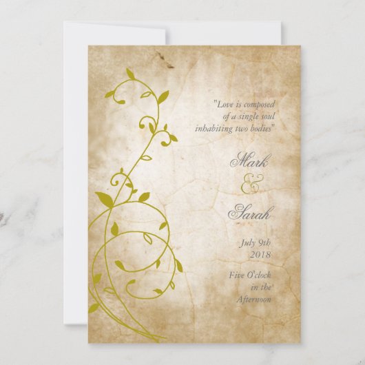 ヴィンテージの甘いつる植物の金IIの結婚式招待状 招待状 (正面)