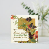 ヴィンテージの甘いエンドウの花の結婚式の日付を保存 セーブザデート (スタンド正面)