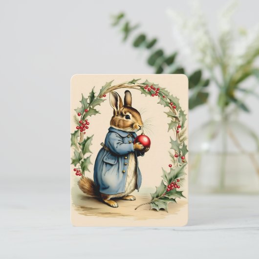 ヴィンテージの甘いバニー・クリスマス シーズンカード (スタンド正面)