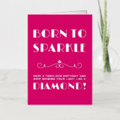 ヴィンテージの生まれSparkle誕生日 箔グリーティングカード (正面)