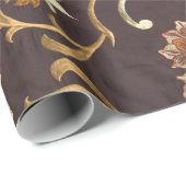 ヴィンテージの生地の刺繍の花、バック ラッピングペーパー (ロールコーナー)