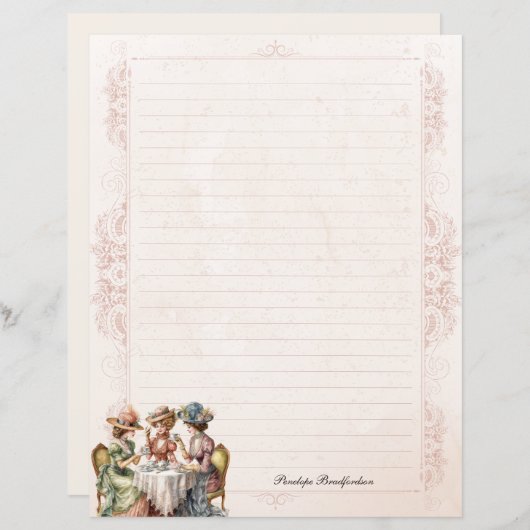 ヴィンテージの生意気な女性ハイティー文房具 (正面/裏面)