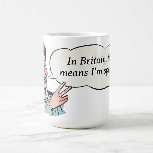 ヴィンテージの生意気な男の子（2本指の敬礼） コーヒーマグカップ (中央)