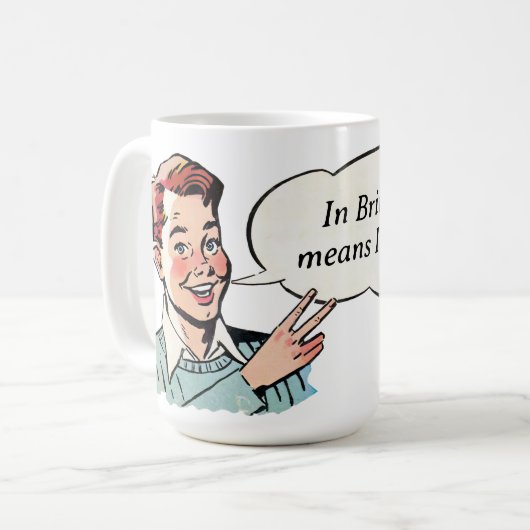 ヴィンテージの生意気な男の子(2本指の敬礼) コーヒーマグカップ (正面左)