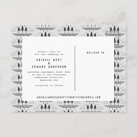 ヴィンテージの田舎の森で日付を守る 案内ポストカード (裏面)