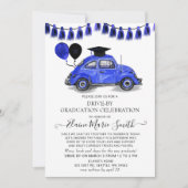 ヴィンテージの甲虫の風船が卒業して運転 招待状 (正面)