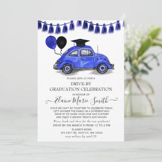 ヴィンテージの甲虫の風船が卒業して運転 招待状 (スタンド正面)