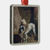 ヴィンテージの男の子および彼の猟犬 メタルオーナメント (右)
